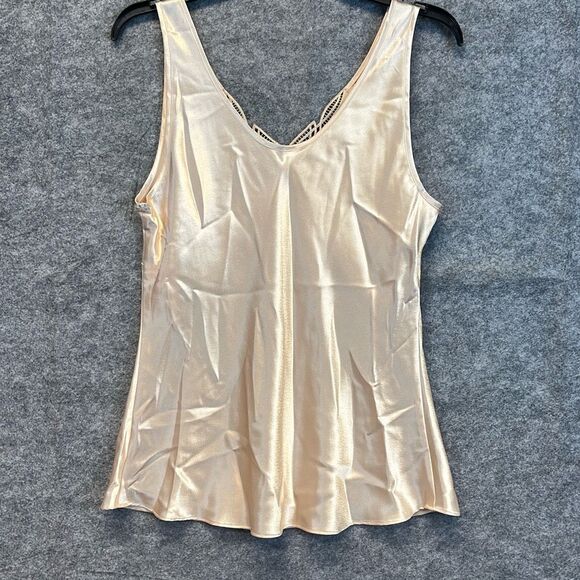 NWT CABERNET Women’s Camisole Satin Lace Trim Sleeveless Champagne Size Large - Picture 2 of 14